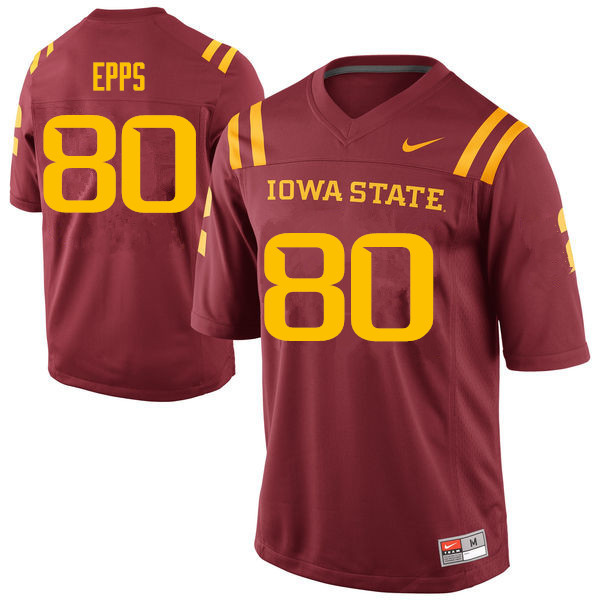 Men #80 Carson Epps Iowa State Cyclones College Football Jerseys Sale-Cardinal